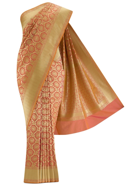 

Nalli Next Orange & Gold-Toned Ethnic Motifs Art Silk Banarasi Saree