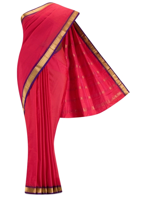 

Nalli Next Pink & Navy Blue Solid Zari Border Art Silk Saree