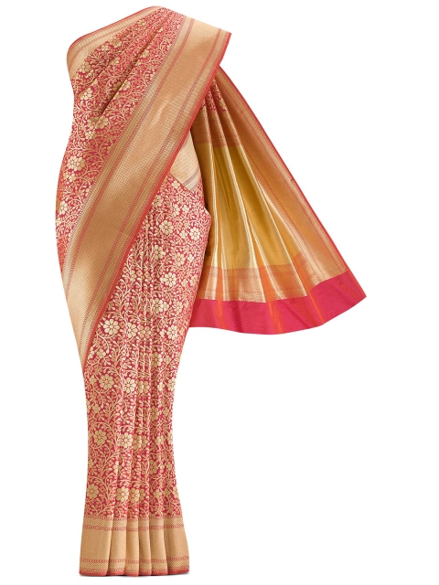 

Nalli Next Pink Floral Zari Art Silk Banarasi Saree