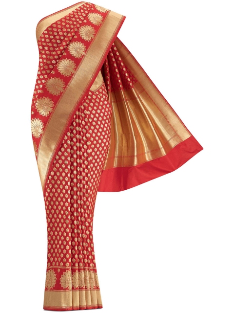 

Nalli Next Red & Gold-Toned Ethnic Motifs Zari Art Silk Banarasi Saree