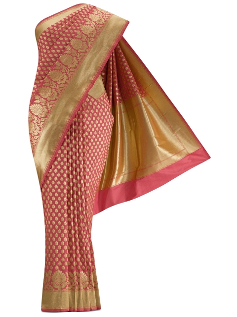 

Nalli Next Pink & Gold-Toned Ethnic Motifs Zari Art Silk Banarasi Saree