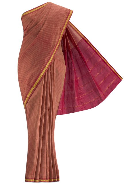 

Nalli Next Brown & Maroon Striped Zari Art Silk Saree