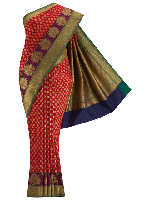 

Nalli Next Red & Gold-Toned Ethnic Motifs Zari Art Silk Banarasi Saree