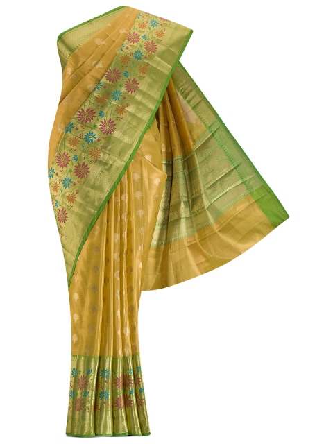 

Nalli Next Yellow & Green Ethnic Motifs Zari Art Silk Saree