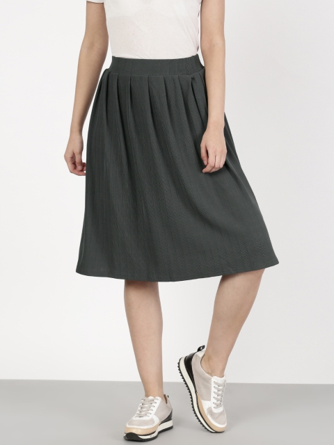 

ether Women Charcoal Grey A-Line Skirt