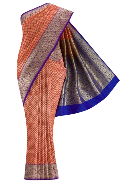 

Nalli Next Orange & Blue Woven Design Zari Art Silk Banarasi Saree