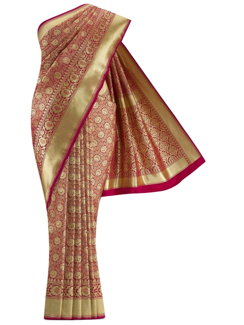 

Nalli Next Pink & Gold-Toned Woven Design Zari Art Silk Banarasi Saree