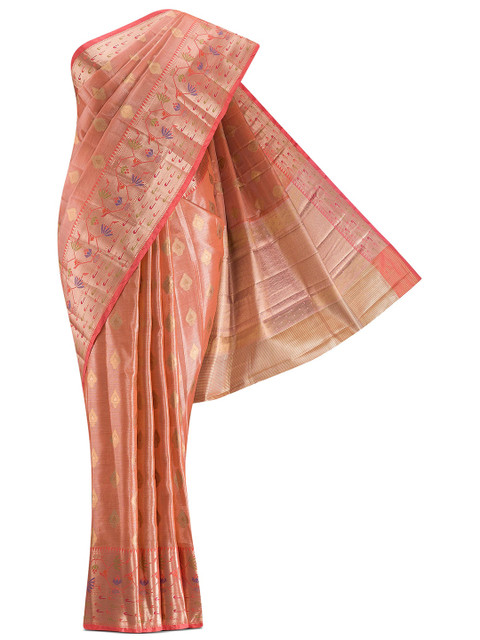 

Nalli Next Orange & Grey Woven Design Zari Art Silk Saree