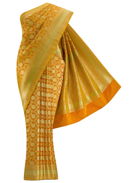 

Nalli Next Yellow & Gold-Toned Woven Design Zari Art Silk Banarasi Saree