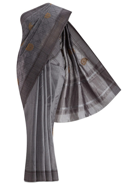

Nalli Next Grey & Gold-Toned Woven Design Art Silk Saree