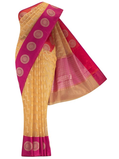 

Nalli Next Yellow & Pink Woven Design Zari Saree
