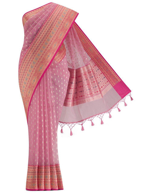 

Nalli Next Pink & Grey Woven Design Zari Saree