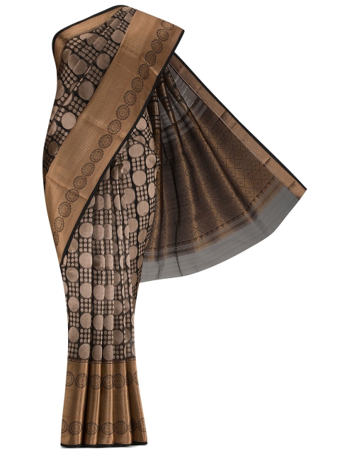 

Nalli Next Black & Copper-Toned Zari Polka Dots Organza Saree
