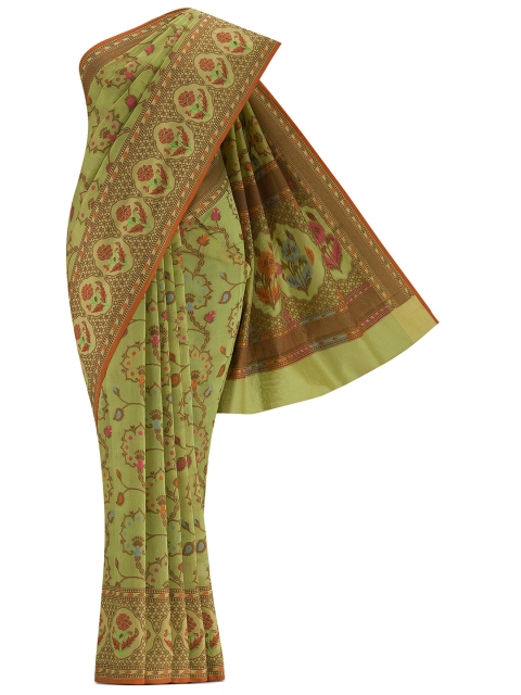 

Nalli Next Green & Pink Woven Design Silk Cotton Banarasi Saree