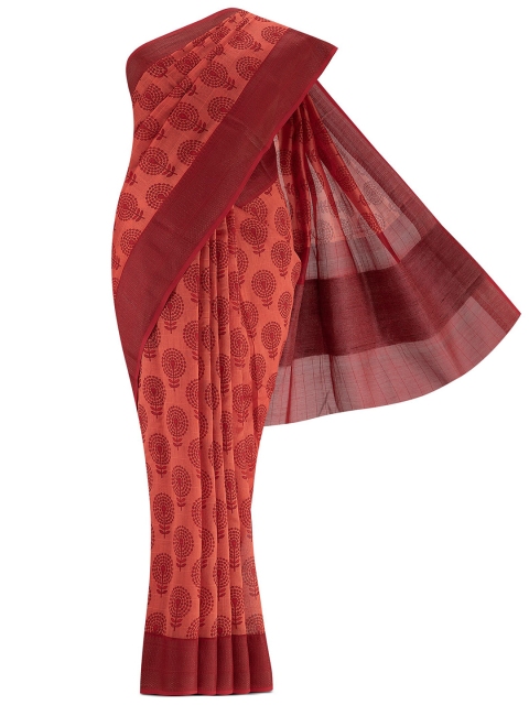 

Nalli Next Orange & Red Floral Silk Cotton Saree