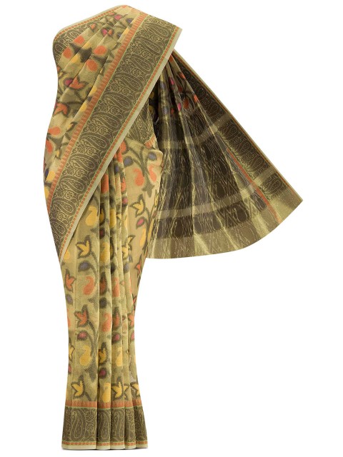 

Nalli Next Gold-Toned & Orange Woven Design Zari Organza Saree
