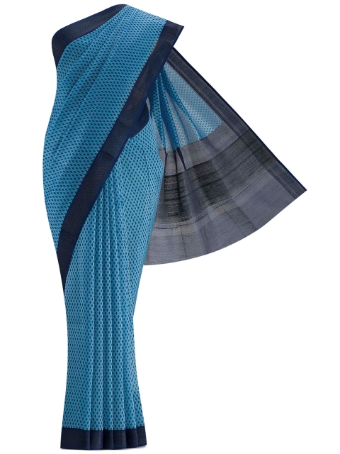 

Nalli Next Blue & Navy Blue Floral Silk Cotton Saree