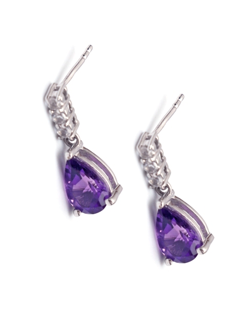 

HIFLYER JEWELS Purple & Silver-Toned Contemporary Drop Earrings