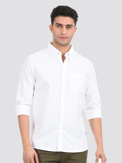 

LONDON FOG Men White Comfort Button Down Collar Casual Shirt
