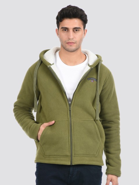 

LONDON FOG Men Green Hooded Sweatshirt