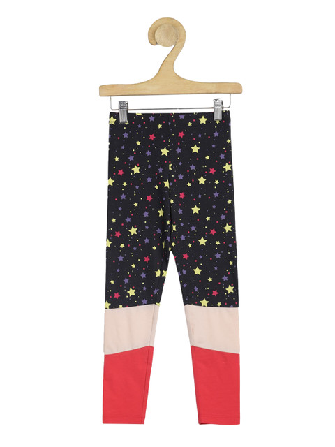 

SPUNKIES Girls Printed Navy-Blue Ankle-Length Leggings