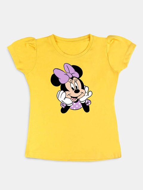 

Hopscotch Girls Yellow Printed T-shirt