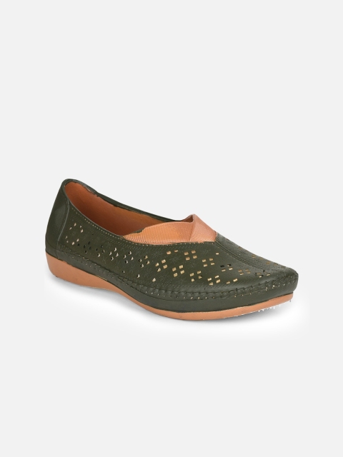 

Aqualite Women Olive Green Woven Design Synthetic Slip-On Sneakers