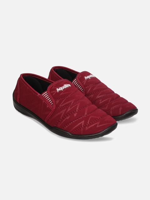 

Aqualite Women Black Woven Design Slip-On Sneakers