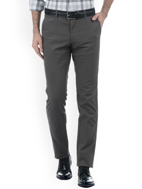 

LONDON FOG Men Grey Solid Comfort Formal Trousers