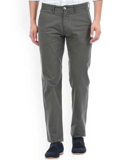 

LONDON FOG Men Grey Solid Cotton Comfort Chinos Trousers
