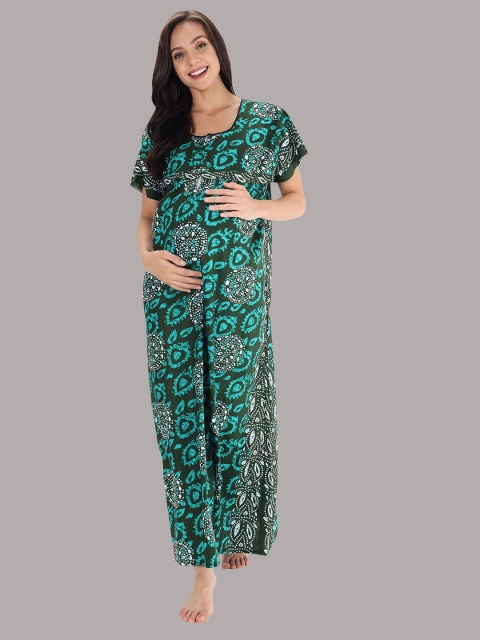 

Shararat Green Printed Maxi Nightdress