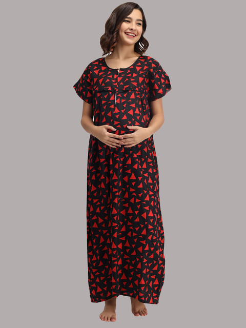 

Shararat Women Red Printed Maxi Nightdress-FEEDING_TRIANGLE_RD(1)_P-Red