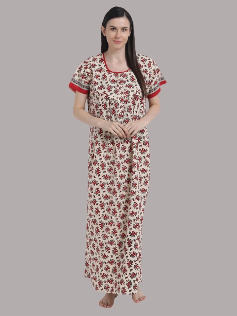 

Shararat Red Printed Maxi Nightdress