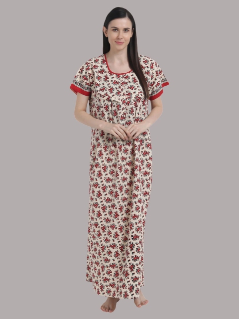 

Shararat Red Printed Maxi Nightdress
