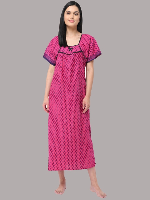 

Shararat Women Pink Printed Maxi Nightdress