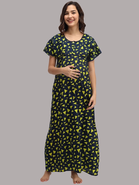 

Shararat Yellow Printed Maxi Nightdress