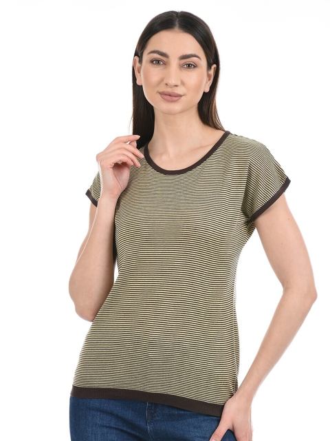 

PORTOBELLO Women Brown Striped T-shirt