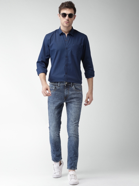 

Mast & Harbour Men Blue Regular Fit Solid Casual Shirt