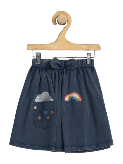 

SPUNKIES Girls Blue Solid Knee Length A-Line Organic Cotton Skirts