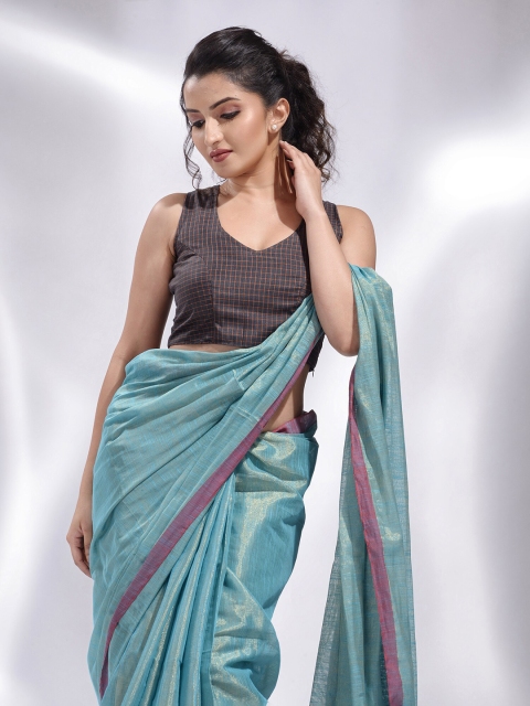 

Charukriti Women Brown Embellished Cotton Saree Blouse