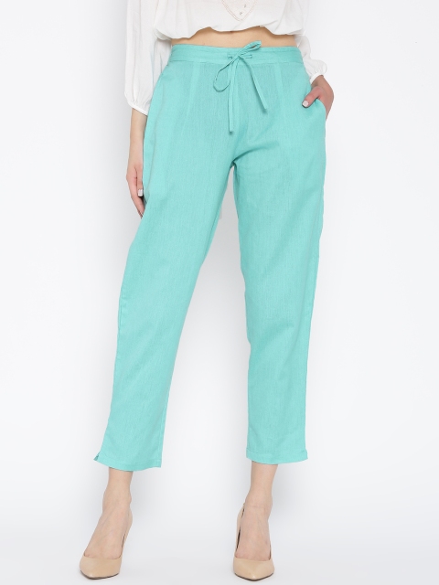 

Shree Women Blue Relaxed Fit Solid Cropped Trousers