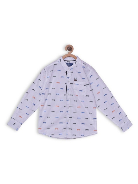 

612League Boys White Classic Printed Casual Shirt