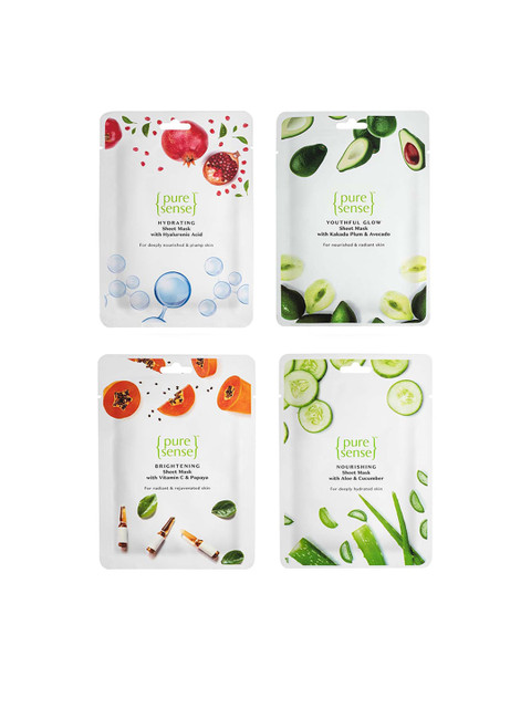 

Pure Sense Set Of 4 100% Natural Care Sheet Mask 15gm, Transparent