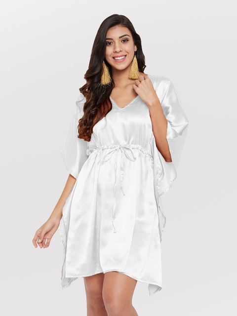 

Riara White Silk Satin Kaftan Dress
