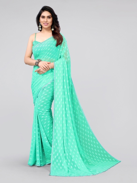 

MIRCHI FASHION Sea Green Woven Design Saree