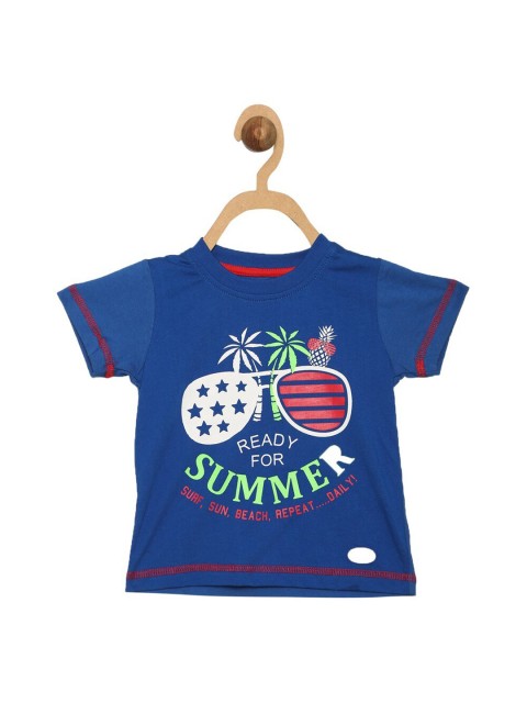 

612League Boys Blue Typography Printed T-shirt
