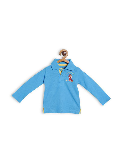 

612League Boys Turquoise Blue Embroidered Polo Collar T-shirt