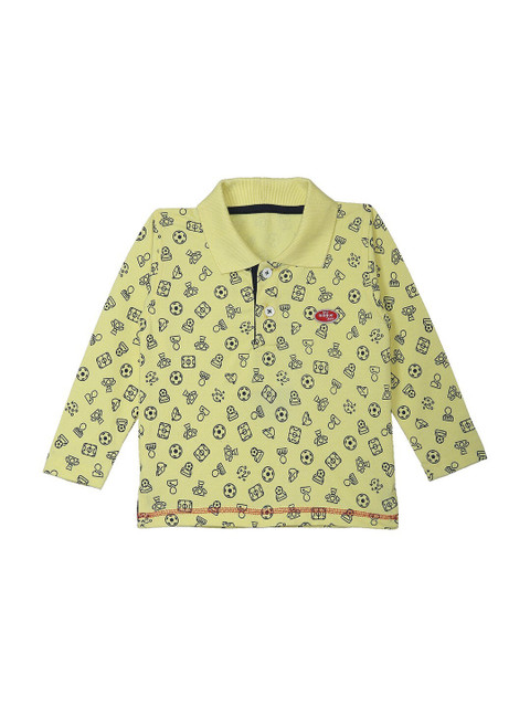 

612League Boys Yellow Printed Polo Collar T-shirt