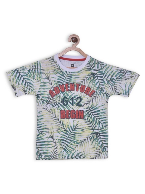 

612League Boys White & Green Printed Tropical T-shirt
