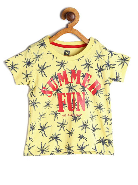 

612League Boys Yellow Printed Tropical Cotton T-shirt